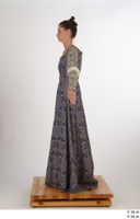  Photos Woman in Historical Dress 1 15th Century Medieval Clothing a poses blue dress whole body 0003.jpg